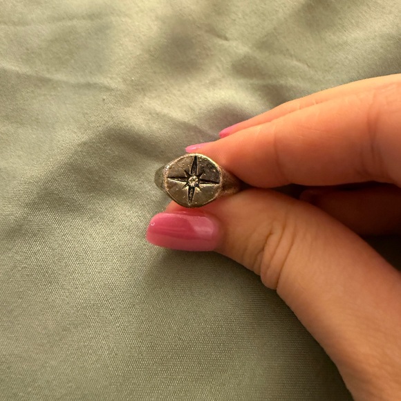Rustic Silver Compass Ring - Picture 1 of 2